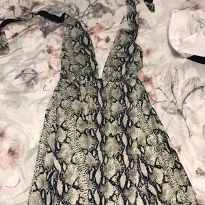 Snake print halter maxi dress
